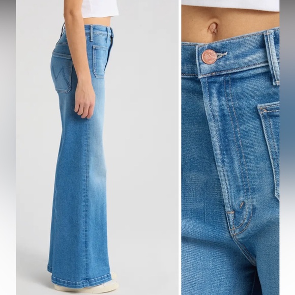 NIB | MOTHER ~ The Hustler Roller Patch Pocket Sneak Wide Leg Jeans Sz 34 - Picture 2 of 8